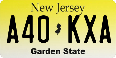 NJ license plate A40KXA