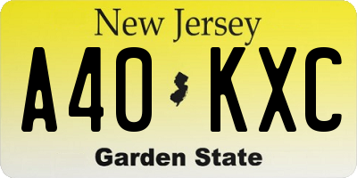 NJ license plate A40KXC