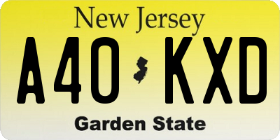 NJ license plate A40KXD
