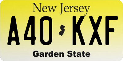 NJ license plate A40KXF