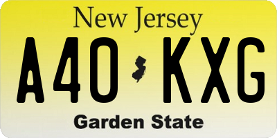 NJ license plate A40KXG