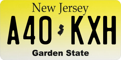 NJ license plate A40KXH