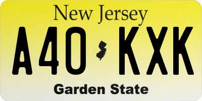 NJ license plate A40KXK