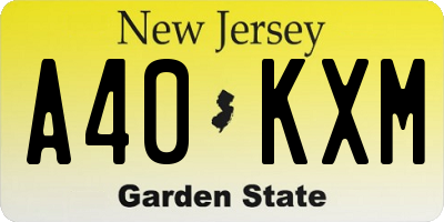 NJ license plate A40KXM