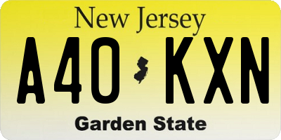 NJ license plate A40KXN