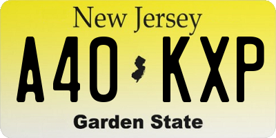 NJ license plate A40KXP