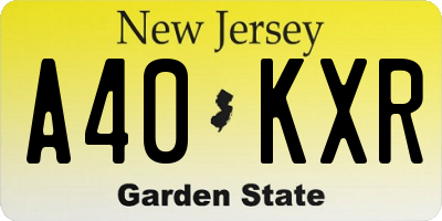 NJ license plate A40KXR