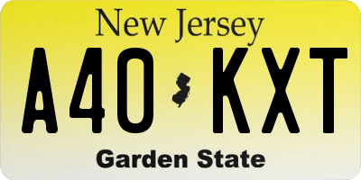 NJ license plate A40KXT