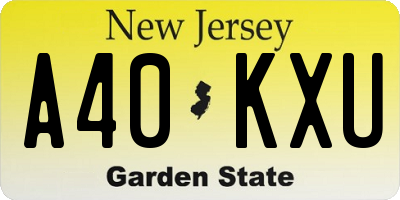 NJ license plate A40KXU