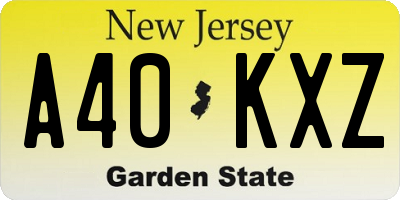 NJ license plate A40KXZ