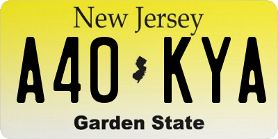 NJ license plate A40KYA