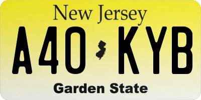 NJ license plate A40KYB