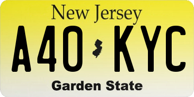 NJ license plate A40KYC