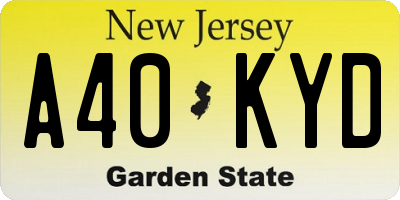 NJ license plate A40KYD
