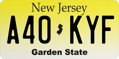 NJ license plate A40KYF