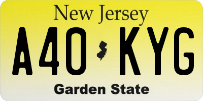 NJ license plate A40KYG