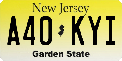 NJ license plate A40KYI