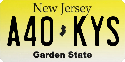 NJ license plate A40KYS