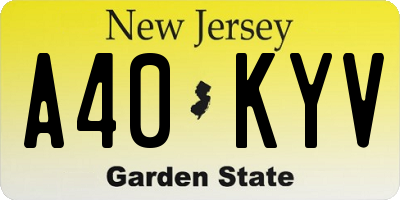 NJ license plate A40KYV