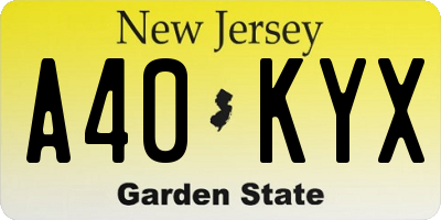 NJ license plate A40KYX