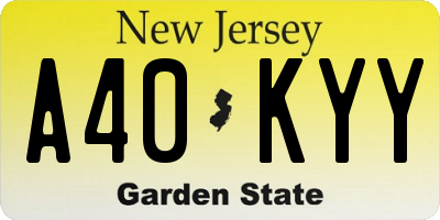 NJ license plate A40KYY