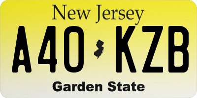 NJ license plate A40KZB