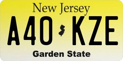 NJ license plate A40KZE