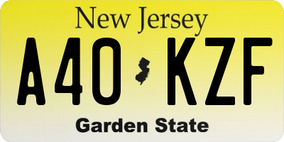NJ license plate A40KZF