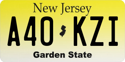 NJ license plate A40KZI