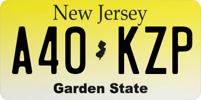 NJ license plate A40KZP