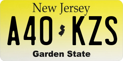 NJ license plate A40KZS