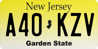 NJ license plate A40KZV