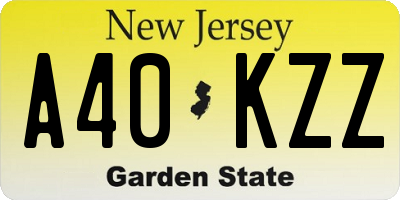NJ license plate A40KZZ