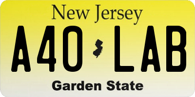 NJ license plate A40LAB