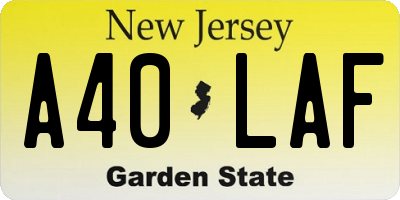NJ license plate A40LAF