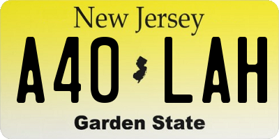 NJ license plate A40LAH
