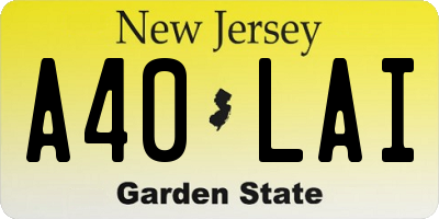 NJ license plate A40LAI