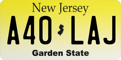 NJ license plate A40LAJ