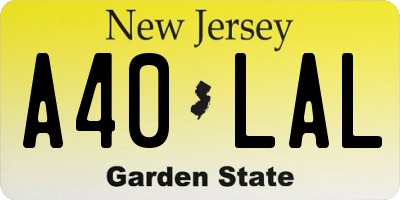 NJ license plate A40LAL