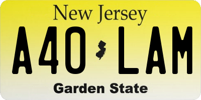 NJ license plate A40LAM