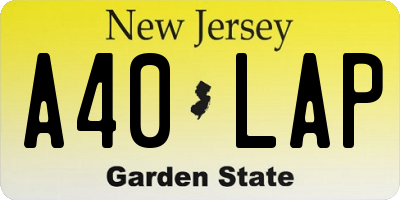 NJ license plate A40LAP