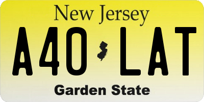 NJ license plate A40LAT
