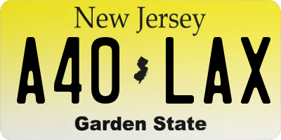 NJ license plate A40LAX