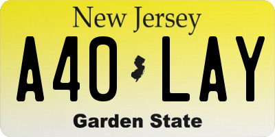 NJ license plate A40LAY