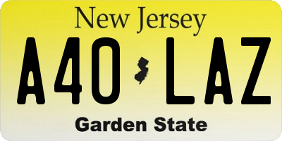NJ license plate A40LAZ