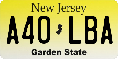 NJ license plate A40LBA