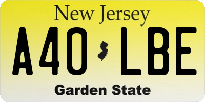 NJ license plate A40LBE