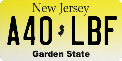 NJ license plate A40LBF