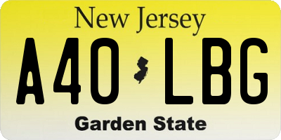 NJ license plate A40LBG