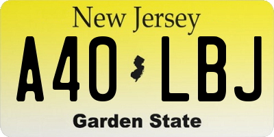 NJ license plate A40LBJ